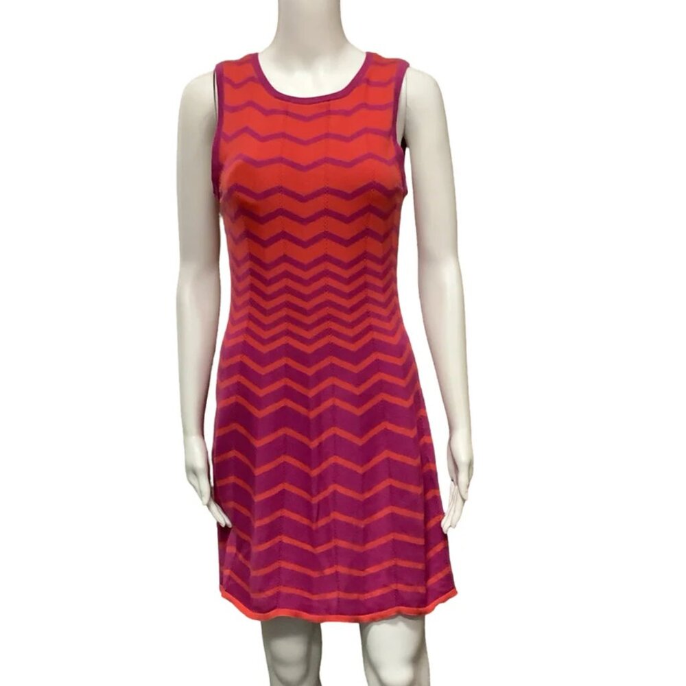 Trina Turk | Fuchsia and Orange Chevron Pattern | Knit | Dress | Large